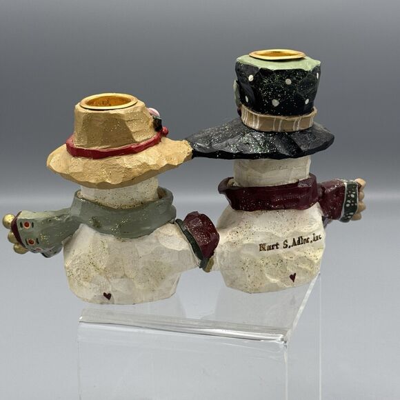 Vtg Kurt Adler Mr and Mrs Snowman Double Taper Candle Holder Christmas Decor - Picture 2 of 9
